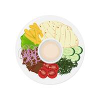 logo illustration of Arabic Shawarma with fillings on a plate vector