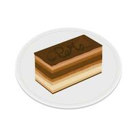 Logo Illustration of a piece opera cake on a plate vector