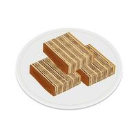 Logo Illustration of a Piece of Lapis Legit Cake or spekkoek on a Plate vector