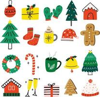 Vector Illustration Cute Handdrawn Christmas Winter Icon Element Set