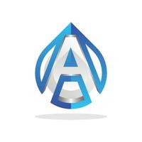 Letter A with Drop Water logo design, water drop and clean environment symbol, logotype element for template vector