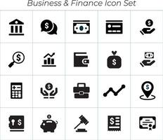 negocio y Finanzas icono colocar. Finanzas íconos en blanco antecedentes. vector ilustración iconos sencillo Finanzas íconos colocar. universal Finanzas iconos