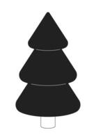 Conifer fir tree black and white 2D cartoon object. Pine spruce. Evergreen tree isolated vector outline item. Environment. Vegetation plant. Coniferous forest monochromatic flat spot illustration