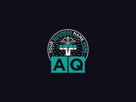 Unique Aq Logo Vector, Medical AQ Health Logo Letter Design For Doctors vector