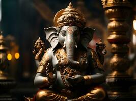 Ganesha statue in the temple Ai generated photo