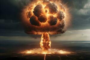 explosion of nuclear bomb fire Ai generated photo