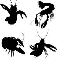 Lobster Silhouette Vector on white background