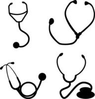Stethoscope Silhouette Vector on white background