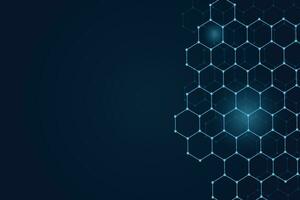 abstract blue background tech with hexagons vector