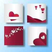 Set of Editable banner template design. Valentines day sale social media. Red background with abstract line shape. Suitable for social media, and banners. Vector design with a photo collage
