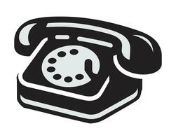 Phone Call Icon, Old Telephone Icon, Calling Phone, Technology Device, Contact Information, Communication Symbol, Support, Chat, Trendy Black Sign Isolated On White Background Vector Illustration