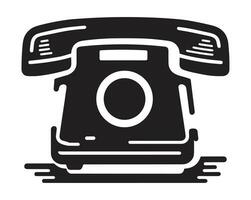 Phone Call Icon, Old Telephone Icon, Calling Phone, Technology Device, Contact Information, Communication Symbol, Support, Chat, Trendy Black Sign Isolated On White Background Vector Illustration