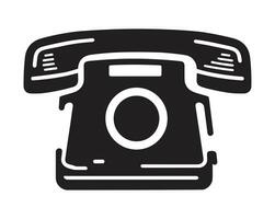 Phone Call Icon, Old Telephone Icon, Calling Phone, Technology Device, Contact Information, Communication Symbol, Support, Chat, Trendy Black Sign Isolated On White Background Vector Illustration