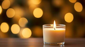 ai generative Close up of festive christmas candle with smooth bokeh background photo