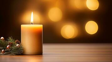 ai generative Close up of festive christmas candle with smooth bokeh background photo