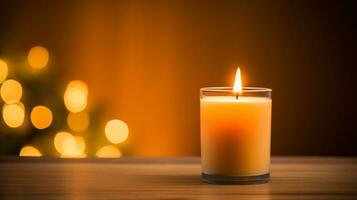 ai generative Close up of festive christmas candle with smooth bokeh background photo