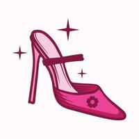 High heels shoes vector icon. filled flat sign for mobile concept and web design. Women shoe glyph icon. Symbol, logo illustration. Vector graphics,  with pink high heels