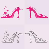 High heels shoe vector icon, Women's shoe glyph icon. Symbol, logo illustration.Woman shoes vector icons isolated on pink background.Fashion footwear design.Shoes collection