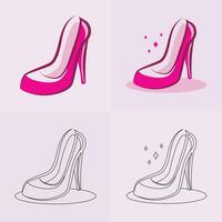 High heels shoe vector icon, Women's shoe glyph icon. Symbol, logo illustration.Woman shoes vector icons isolated on pink background.Fashion footwear design.Shoes collection