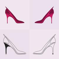 High heels shoe vector icon, Women's shoe glyph icon. Symbol, logo illustration.Woman shoes vector icons isolated on pink background.Fashion footwear design.Shoes collection