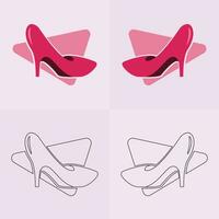 High heels shoe vector icon, Women's shoe glyph icon. Symbol, logo illustration.Woman shoes vector icons isolated on pink background.Fashion footwear design.Shoes collection