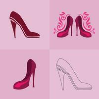 High heels shoe vector icon, Women's shoe glyph icon. Symbol, logo illustration.Woman shoes vector icons isolated on pink background.Fashion footwear design.Shoes collection