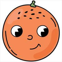 Cute orange with eyes and smile in retro style. vector