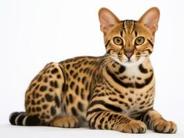 awesome epic photo of cat on white background national geographic style AI Generative