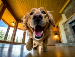 contenido perro disfrutando en el vivo habitación piso ai generativo foto