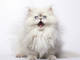 awesome epic photo of cat on white background national geographic style AI Generative