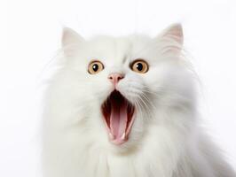 awesome epic photo of cat on white background national geographic style AI Generative