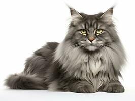 awesome epic photo of cat on white background national geographic style AI Generative