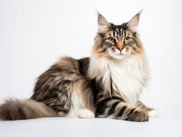 awesome epic photo of cat on white background national geographic style AI Generative