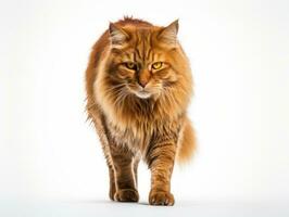 awesome epic photo of cat on white background national geographic style AI Generative