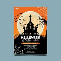 Halloween horror night dj party social media post template design. vector