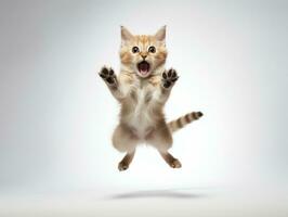 awesome epic photo of cat on white background national geographic style AI Generative