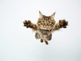 awesome epic photo of cat on white background national geographic style AI Generative