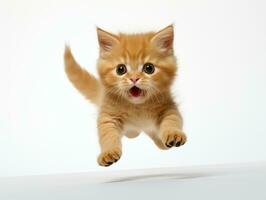 awesome epic photo of cat on white background national geographic style AI Generative