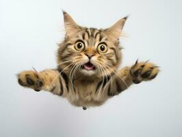 awesome epic photo of cat on white background national geographic style AI Generative