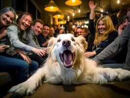 contenido perro disfrutando en el vivo habitación piso ai generativo foto