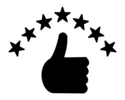 Hand thumb up with seven stars silhouette icon vector