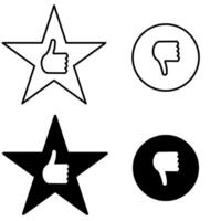 Hand thumb up thumb down on star admire and dislike icon set vector