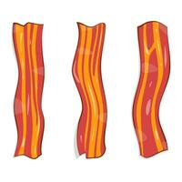 Smoked bacon sliced streaky cooked crispy delicious flat design vector