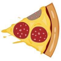 pepperoni Pizza queso derritiendo rebanada pedazo aislar plano diseño vector