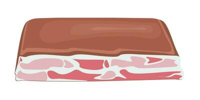 Smoked bacon raw big piece flat design vector