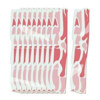 Smoked bacon rows of raw sliced streaky flat design vector