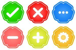 Right wrong cross customize Jagged shape colors icon set vector