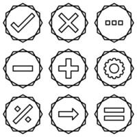 Mathematics right wrong correct zigzag outline icon set vector