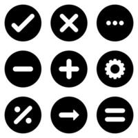 Mathematics wrong correct divide on black circle icon set vector