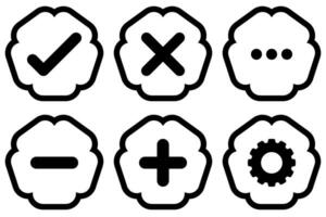 Right wrong customize Jagged shape buttons icon set vector